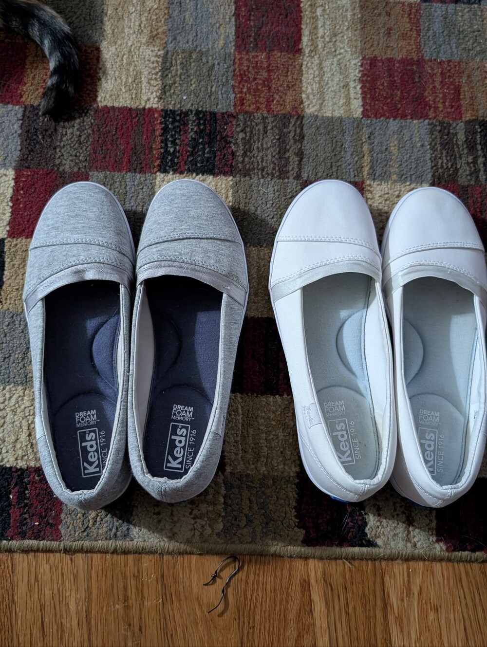 Two Pairs of Ked's Sporty Canvas Flats, Gray & Off-White, Buy One or Both!